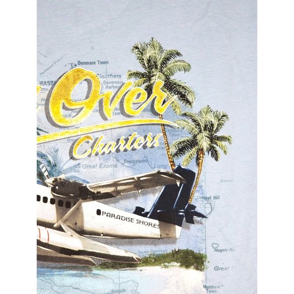 Paradise Shores Cotton XL 5011 Geyser Lei Over Charters Teal Blue T Shirt - Picture 12 of 16